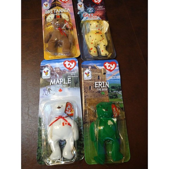 Lot of 4 Ty International Teenie Beanie Bears - Picture 1 of 4